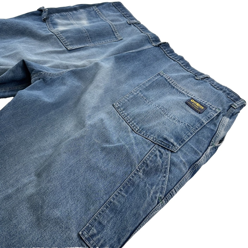 VTG OshKosh Carpenter Pants Mens Blue Jeans 46x28 Sanforized Union Made USA - Picture 2 of 13